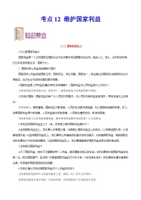 中考道德与法治一轮复习考点过关练考点12 维护国家利益（含解析）