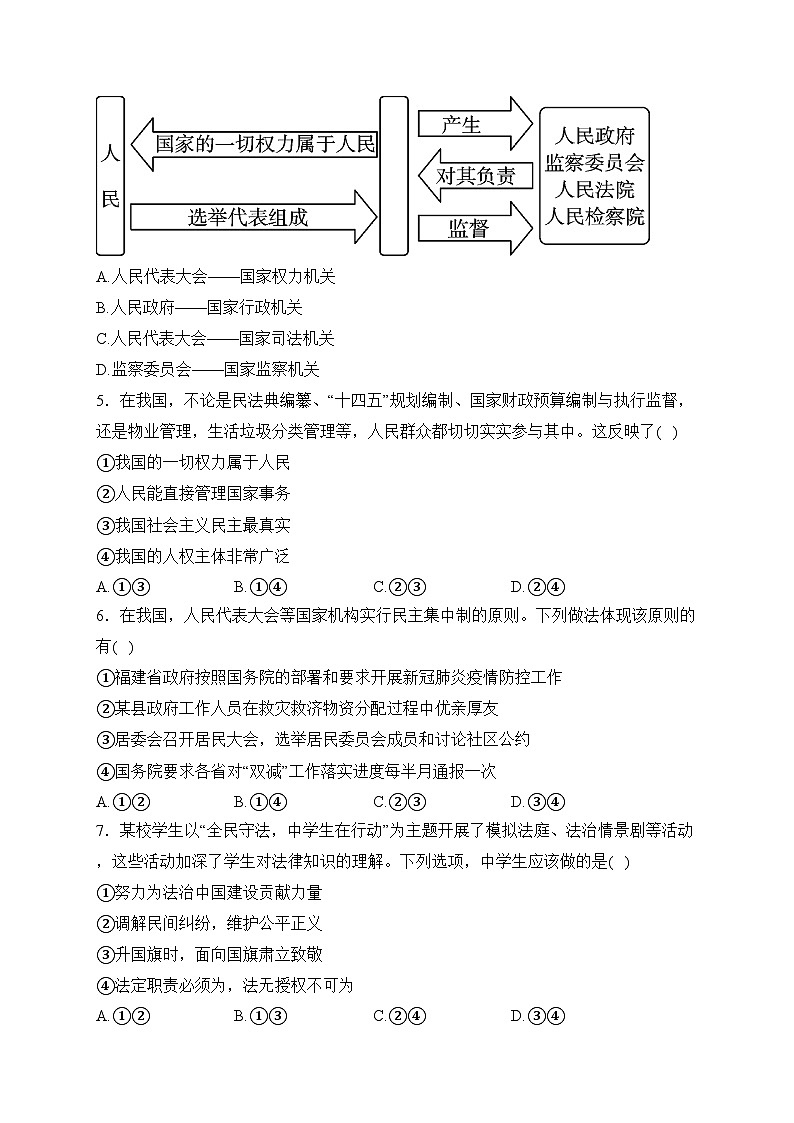 福建省龙岩市长汀县2022-2023学年八年级下学期期中道德与法治试卷(含答案)第2页