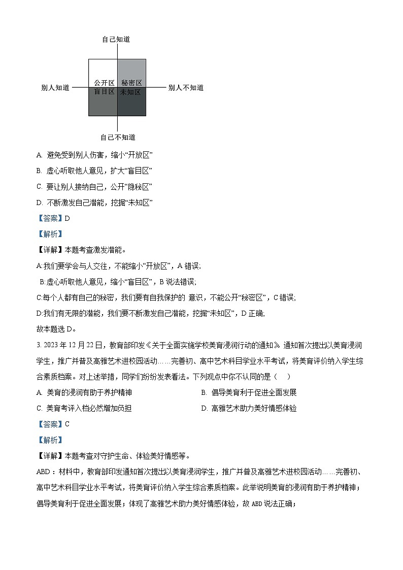 2024年江苏省苏州市吴江区中考一模道德与法治试题（原卷版+解析版）02