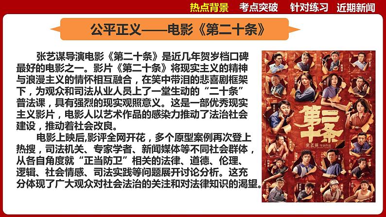 热点08：爆火电影《第二十条》-【每月时政】2024年春新版中考道德与法治时政热点复习专题优质课件第4页