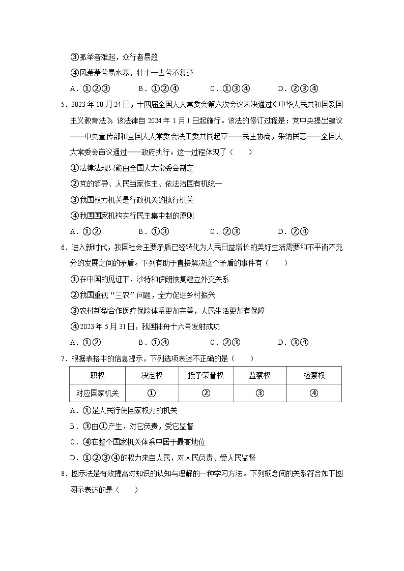 2024年四川省广元市剑阁县中考道德与法治二模试卷第2页