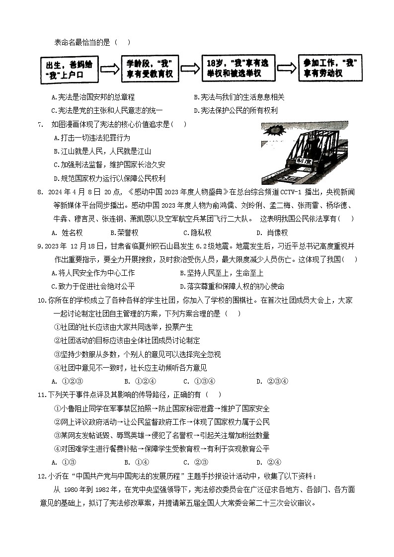 山东省临沂市郯城县2023-2024学年八年级下学期期中道德与法治试题第2页