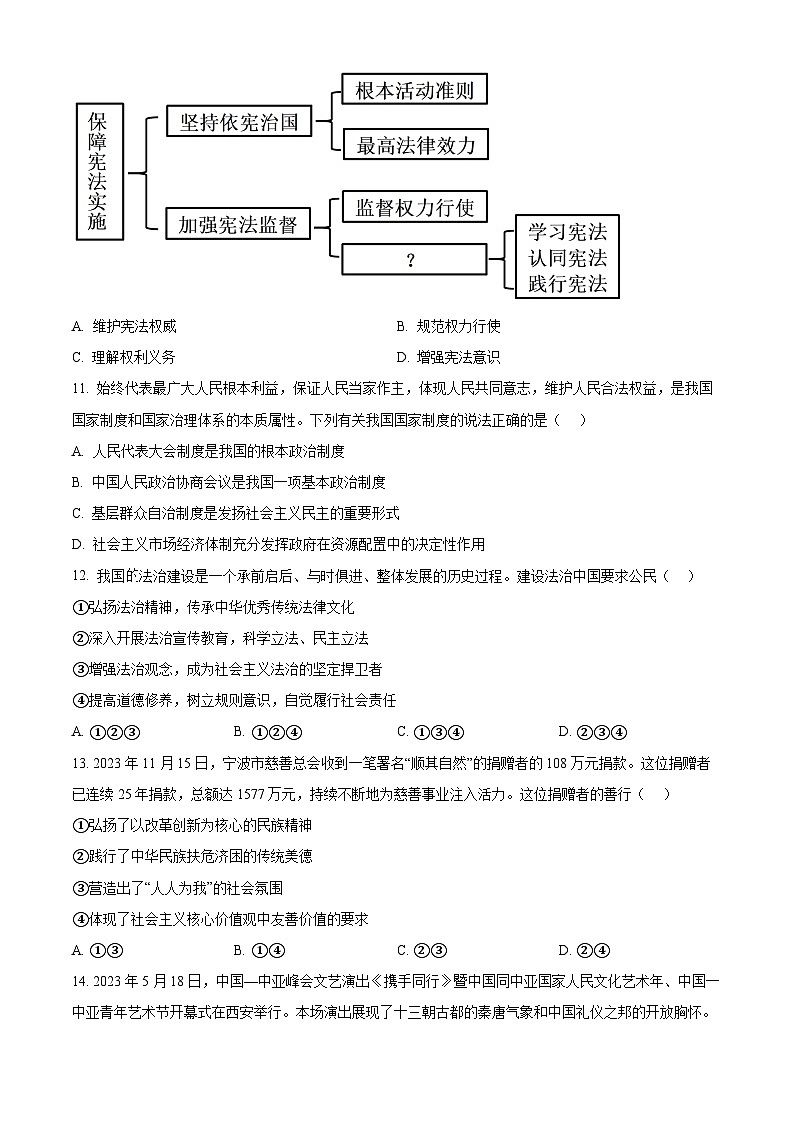 2024年新疆维吾尔自治区吐鲁番市中考一模道德与法治试题（原卷版）第3页