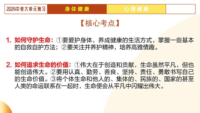 单元2 生命教育（示范课件）-2024年中考道德与法治二轮复习课件（全国通用）第8页