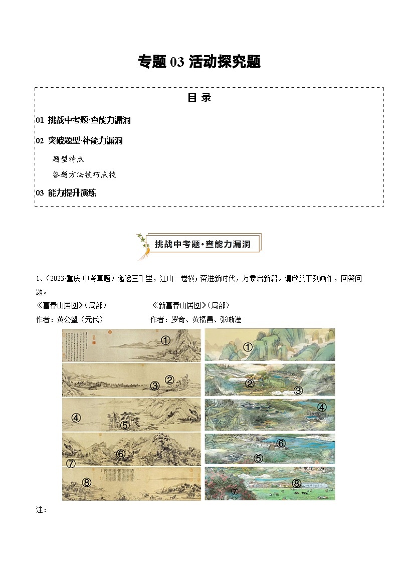 专题03 活动探究题（查补能力·提升练）（解析版）第1页