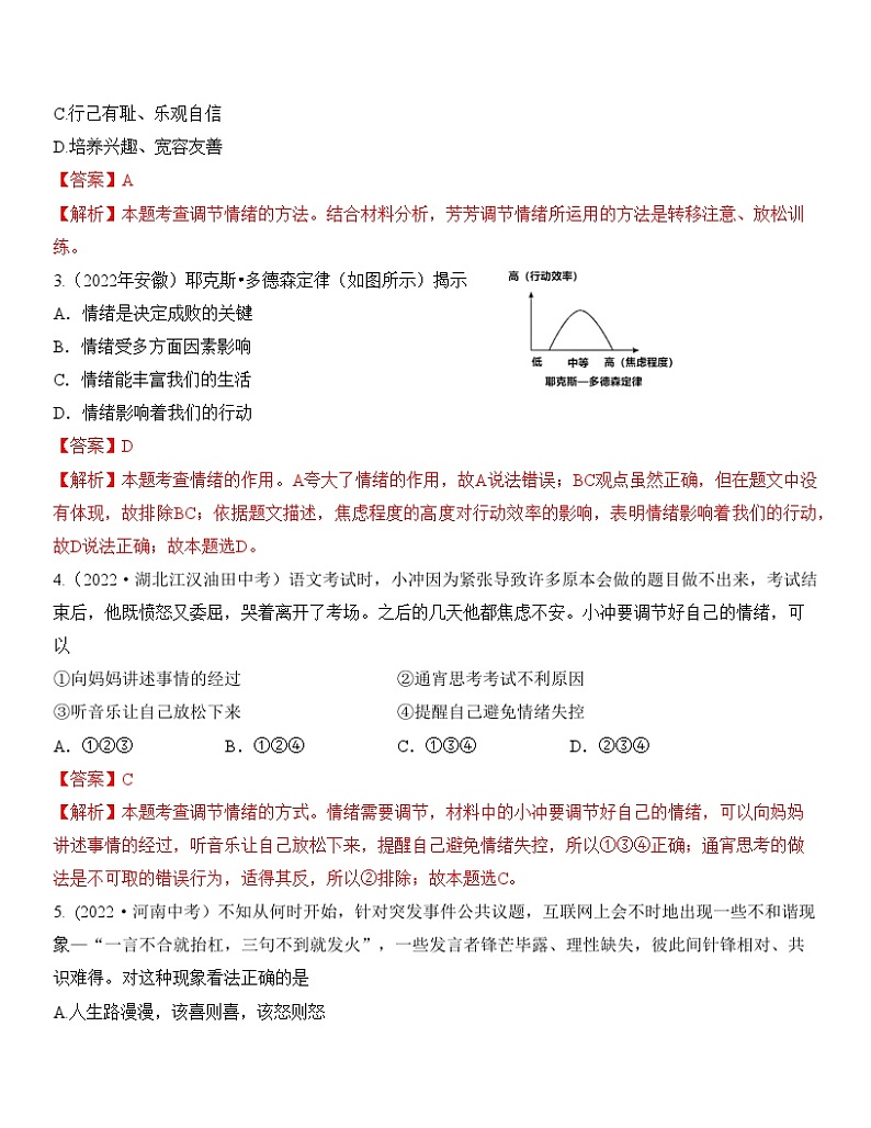 专题06：做情绪情感的主人（中考真题演练解析版）第2页