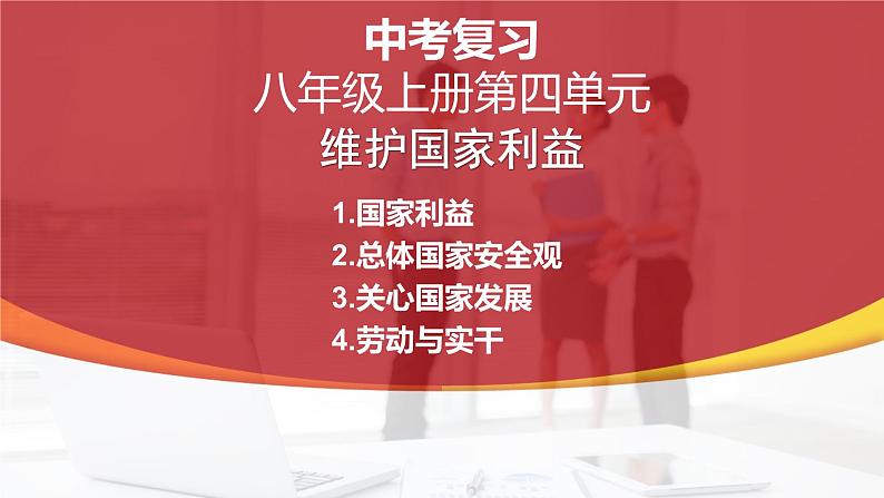 八年级上册第四单元 维护国家利益 复习课件  -2024年中考道德与法治一轮复习第1页