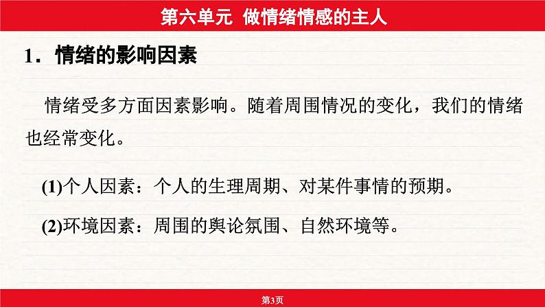 安徽省2024年中考道德与法治一轮复习课件：第六单元  做情绪情感的主人03