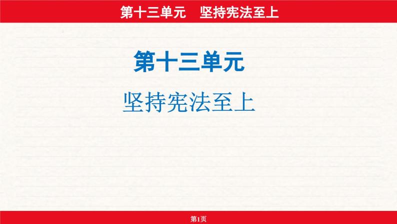 安徽省2024年中考道德与法治一轮复习课件：第十三单元  坚持宪法至上01