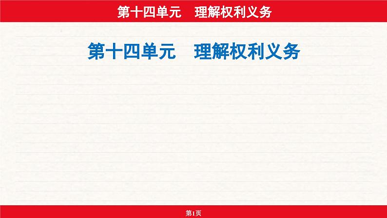 安徽省2024年中考道德与法治一轮复习课件：第十四单元  理解权利义务第1页