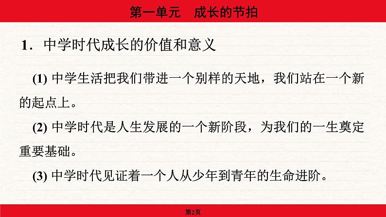 2024年中考道德与法治一轮复习课件：  成长的节拍02