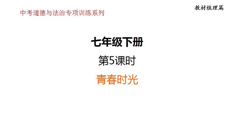 第一单元 青春时光  复习课件 2024年中考道德与法治一轮复习第1页