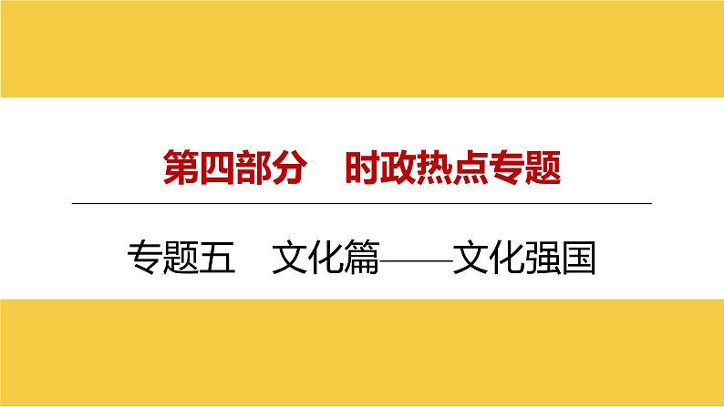 河南省2024年中考道德与法治二轮热点专题复习课件：专题五　文化篇——文化强国01