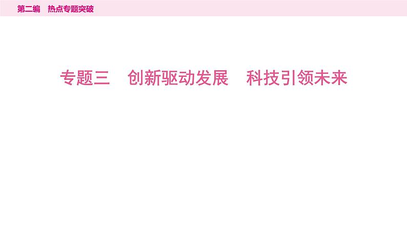 山东省2024年中考道德与法治二轮热点专题复习课件3.专题三　创新驱动发展　科技引领未来01