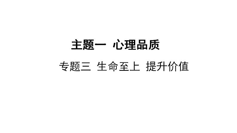 2024年中考道德与法治二轮总复习课件 专题三  生命至上  提升价值01