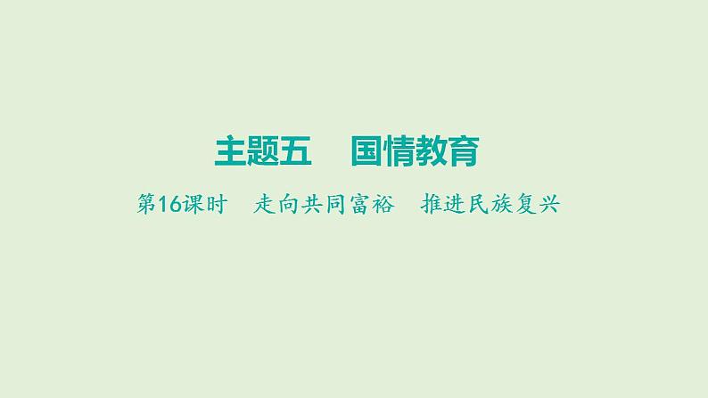 2024年中考道德与法治二轮总复习课件 走向共同富裕  推进民族复兴第1页