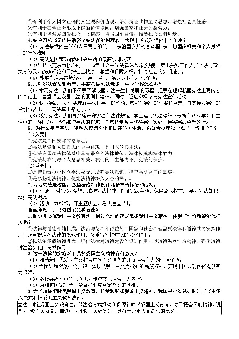 初中道德与法治2024届中考复习热点专题系列（宪法法律+全国两会）第2页