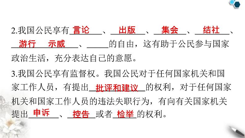 人教版八年级道德与法治下册第二单元理解权利义务第三课公民权利第一课时公民基本权利课件06