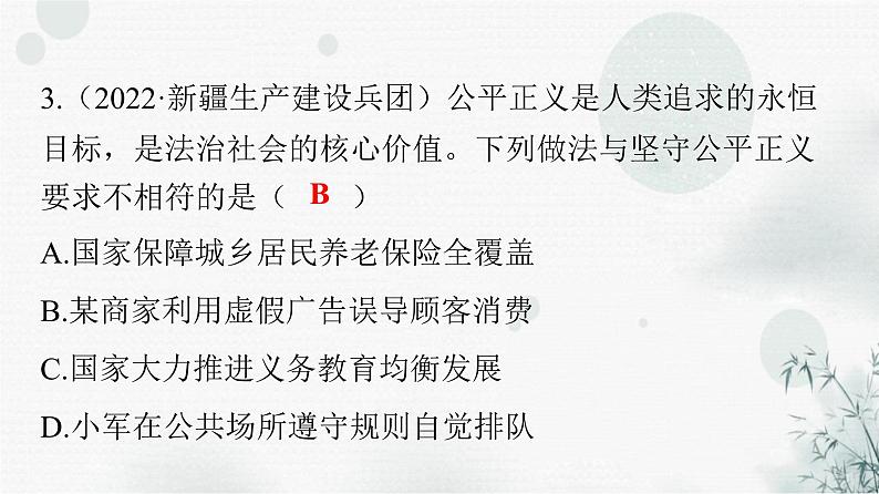 人教版八年级道德与法治下册第四单元崇尚法治精神单元精练四课件第5页