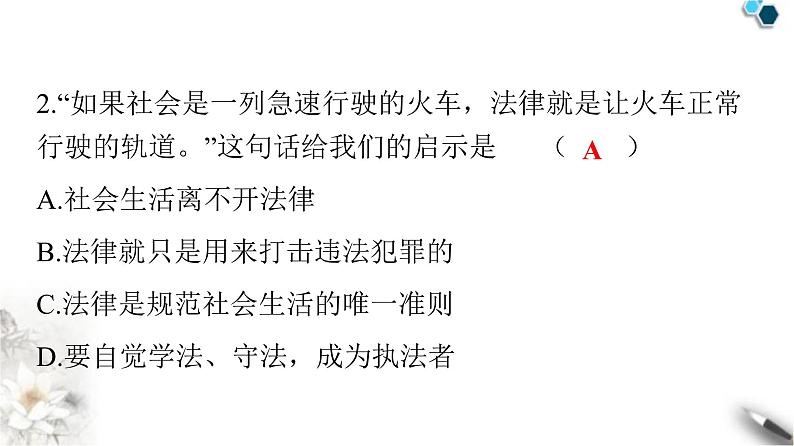 人教版七年级道德与法治下册第四单元第九课第一课时生活需要法律课件第3页