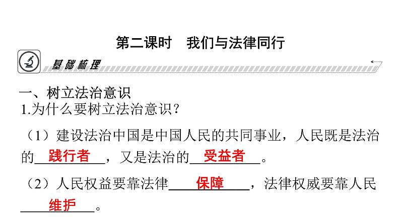 人教版七年级道德与法治下册第四单元第十课第二课时我们与法律同行课时教学课件第3页