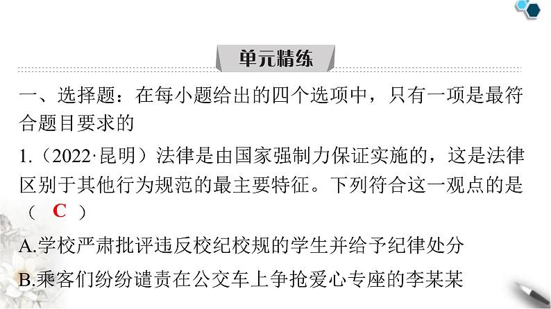 人教版七年级道德与法治下册第四单元精练课件第2页