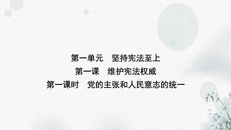 人教版八年级道德与法治下册第一单元第一课第一课时党的主张和人民意志的统一课件第1页