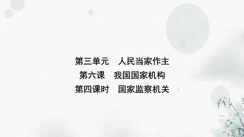 人教版八年级道德与法治下册第三单元第六课第四课时国家监察机关课件第1页