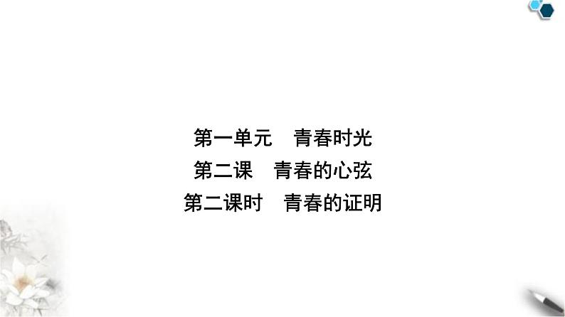 人教版七年级道德与法治下册第一单元第二课第二课时青春的证明青春萌动课件01