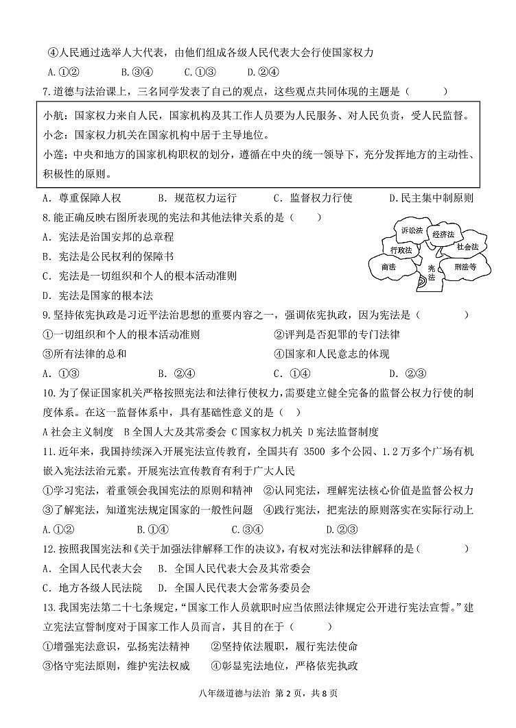 天津市宁河区第一学区片2023_2024学年八年级下学期期中考试道德与法治试卷第2页
