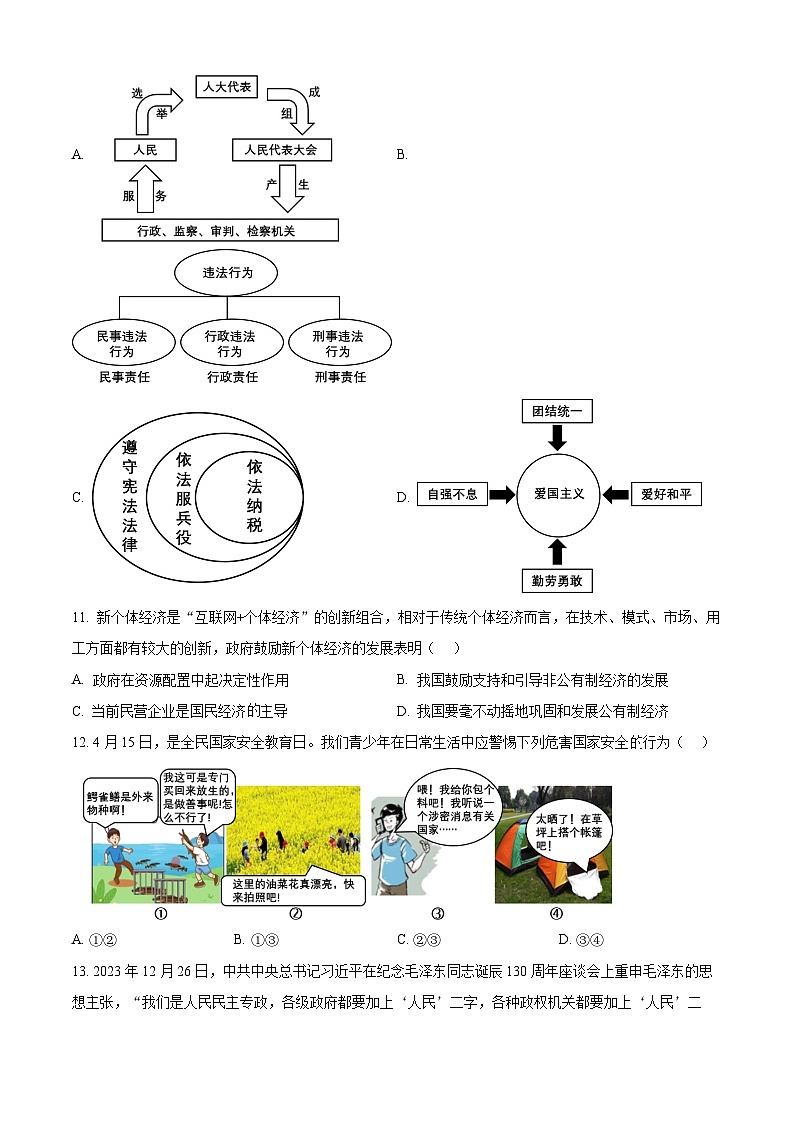 2024年山东省青岛市市南区中考一模道德与法治试题（原卷版）第3页