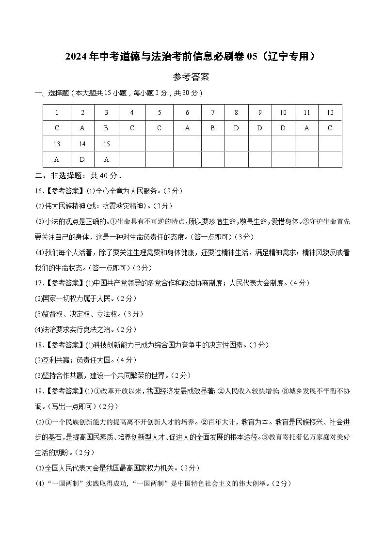 信息必刷卷05（辽宁专用）（参考答案）第1页