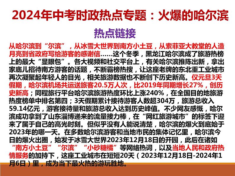 5. 火爆的哈尔滨---2024年中考时政热点专题讲解课件PPT02