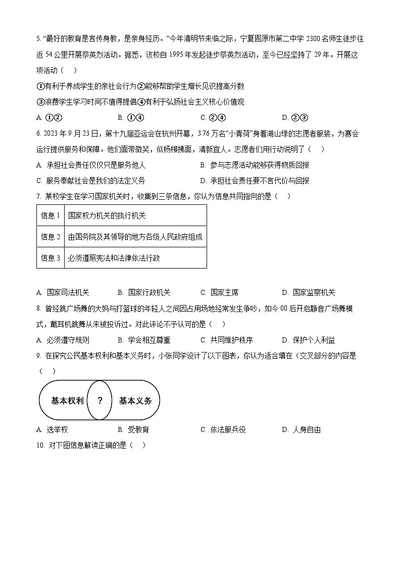 2024年湖北省宜昌市夷陵区中考一模道德与法治试题（原卷版+解析版）02