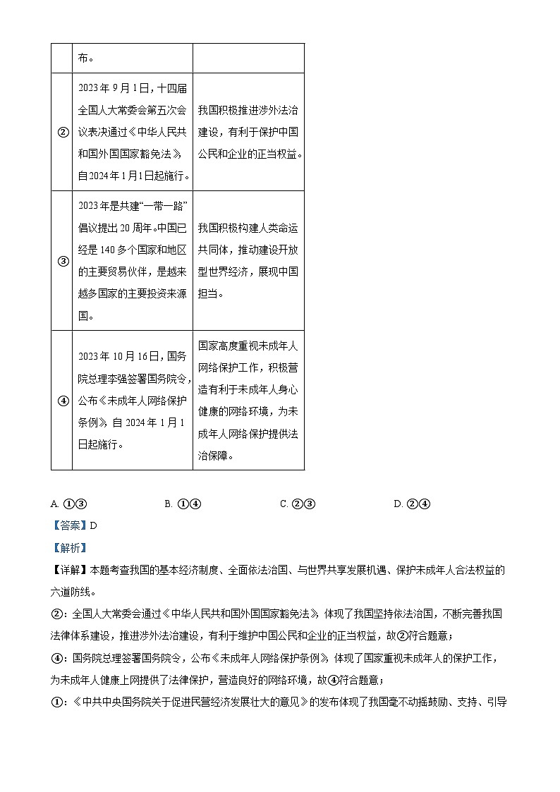2024年江苏省南京市鼓楼区中考一模道德与法治试题（原卷版+解析版）02