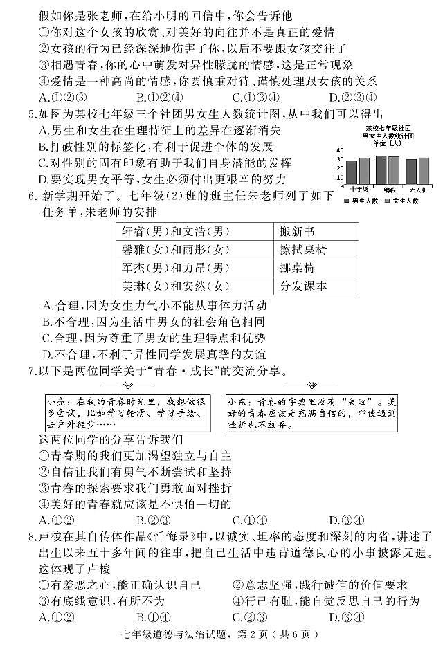 河北省石家庄市栾城区2023-2024学年七年级上学期期末教学质量检测道德与法治试题02
