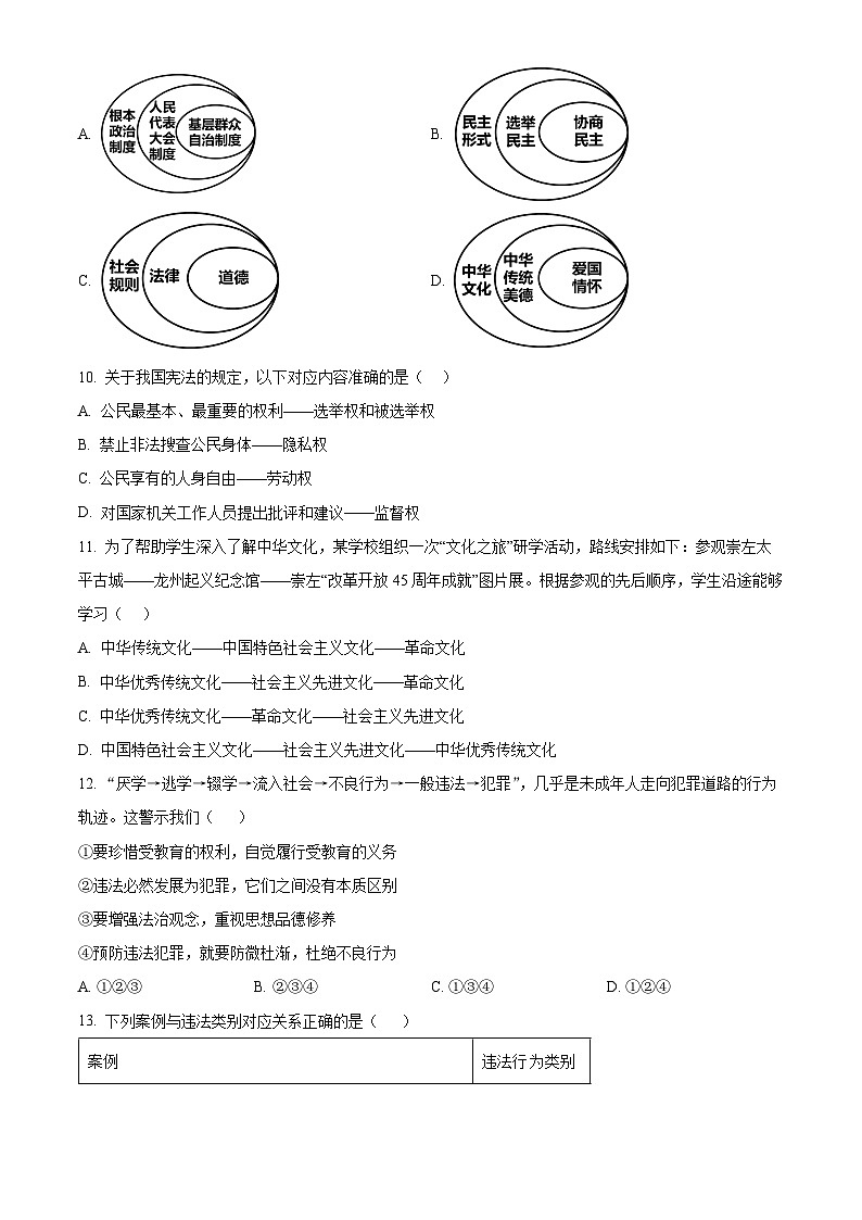 2024年云南省初中学业水平考试标准模拟卷（一）道德与法治试题（原卷版+解析版）03