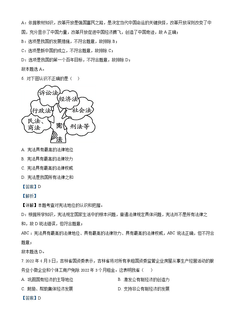 2024年吉林省四平市双辽市中考模拟预测综合道德与法治试题（解析版）第3页