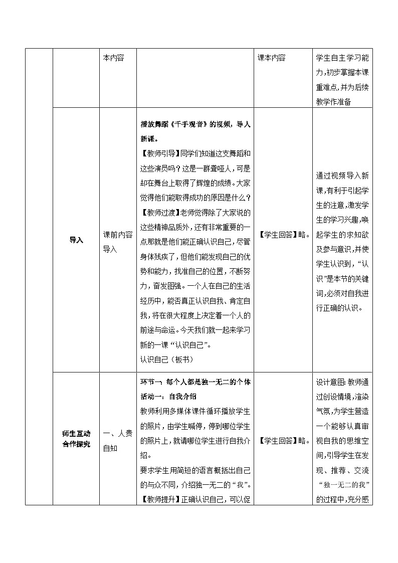 3.1+认识自己++教学设计部编版道德与法治七年级上册第2页
