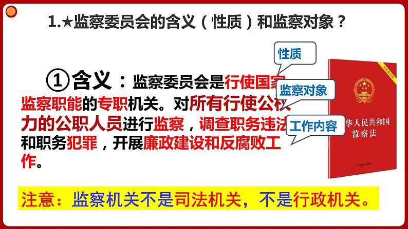 6.4 国家监察机关 课件-2024年春八年级道德与法治下册06