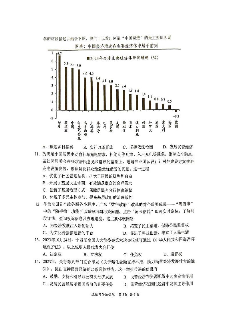 2024年广东省梅州市九年级中考模拟预测道德与法治•科学试题第3页