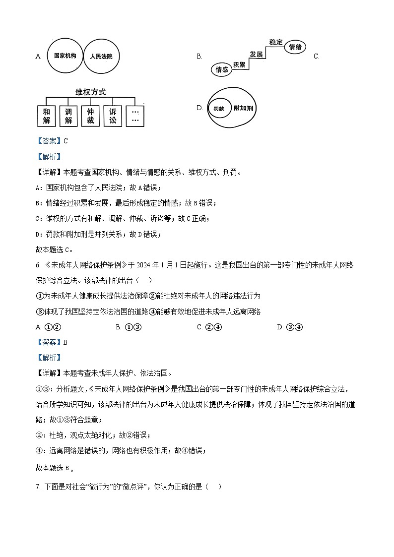 2024年安徽省合肥市蜀山区中考二模道德与法治试题（原卷版+解析版）03