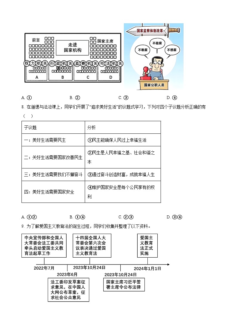 2024年湖北省武汉市腾云联盟（黄陂区、江夏区、蔡甸区）中考适应性考试道德与法治试题（原卷版+解析版）03