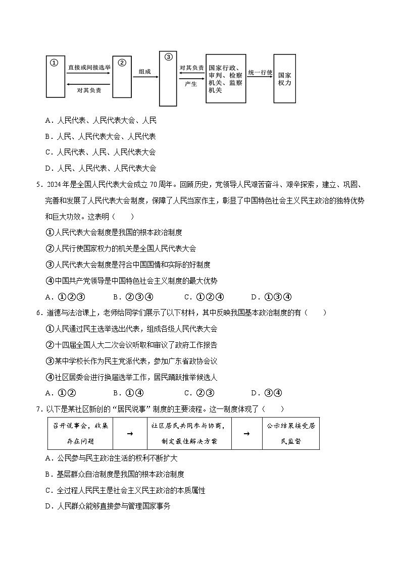 模块三  国情教育单元1 政治建设（上）（配套练习，含解析）-2024年中考道德与法治二轮复习讲练测（全国通用）第2页