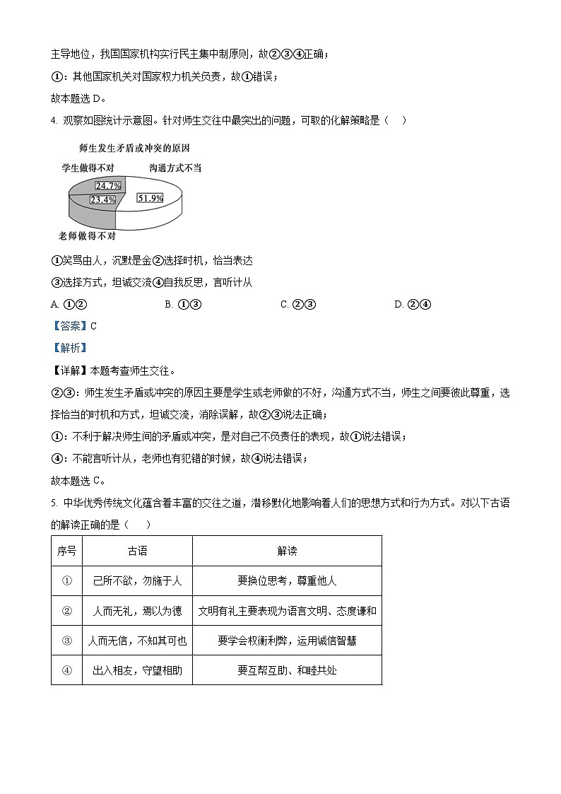 2024年广东省汕头市金平区中考一模道德与法治试题（原卷版+解析版）03