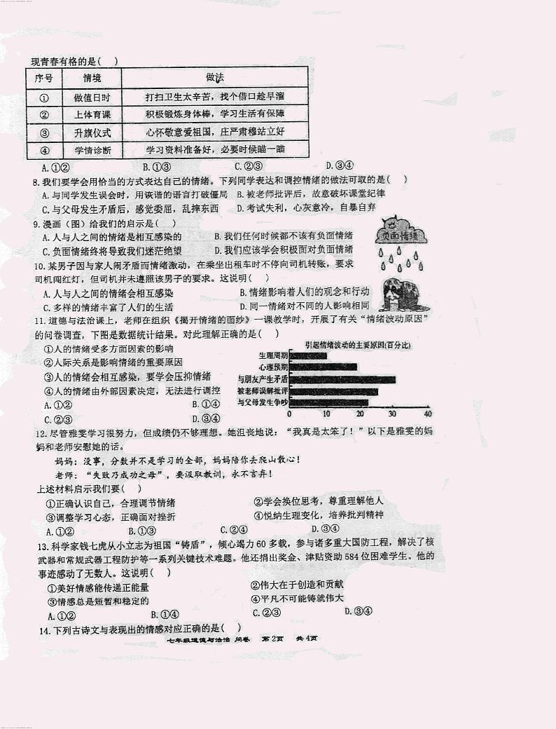 ，新疆维吾尔自治区乌鲁木齐八一中学2023-2024学年七年级下学期期中道德与法治试卷02