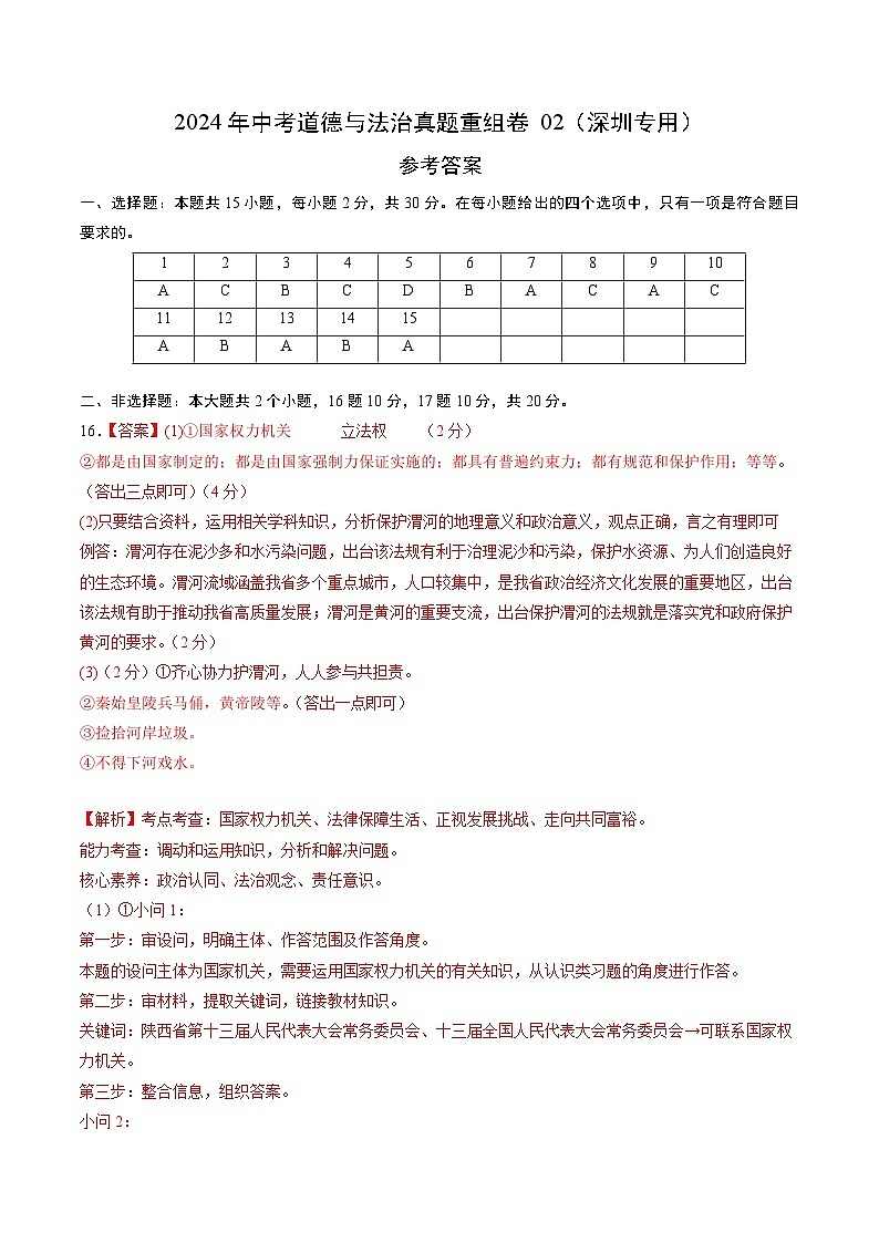 真题重组卷02（深圳专用）（参考答案）第1页