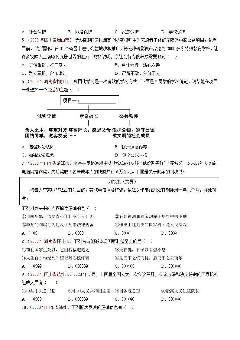 2024年中考道德与法治真题重组卷02（湖南专用）（原卷版 +答案版）02