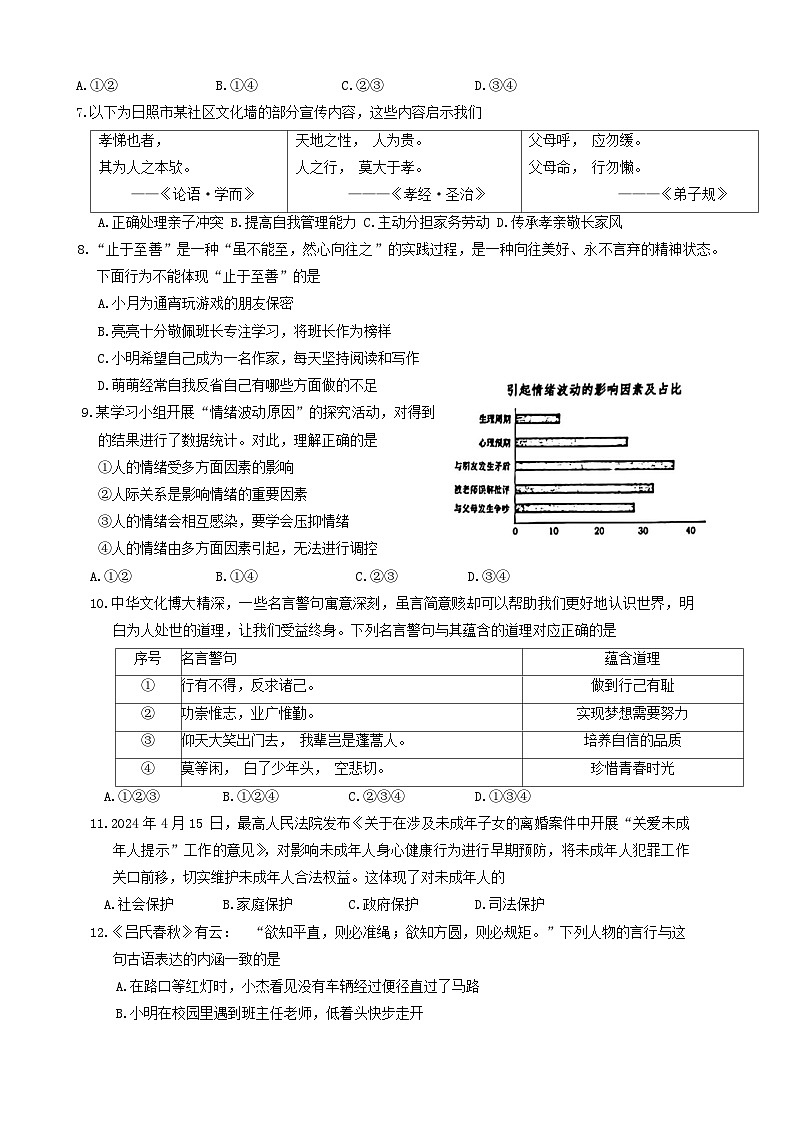 2024年山东省日照市岚山区中考二模道德与法治试题02