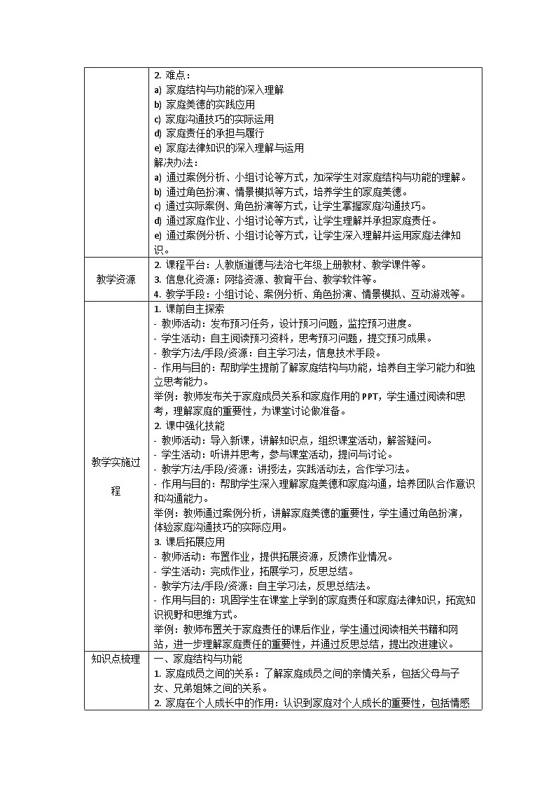 7.2 爱在家人间 教案-2023-2024学年部编版道德与法治七年级上册第2页